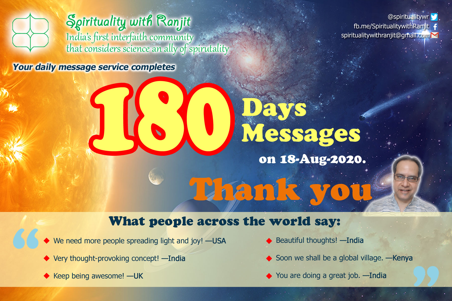 Spirituality_with_Ranjit_Completes_180_Days
